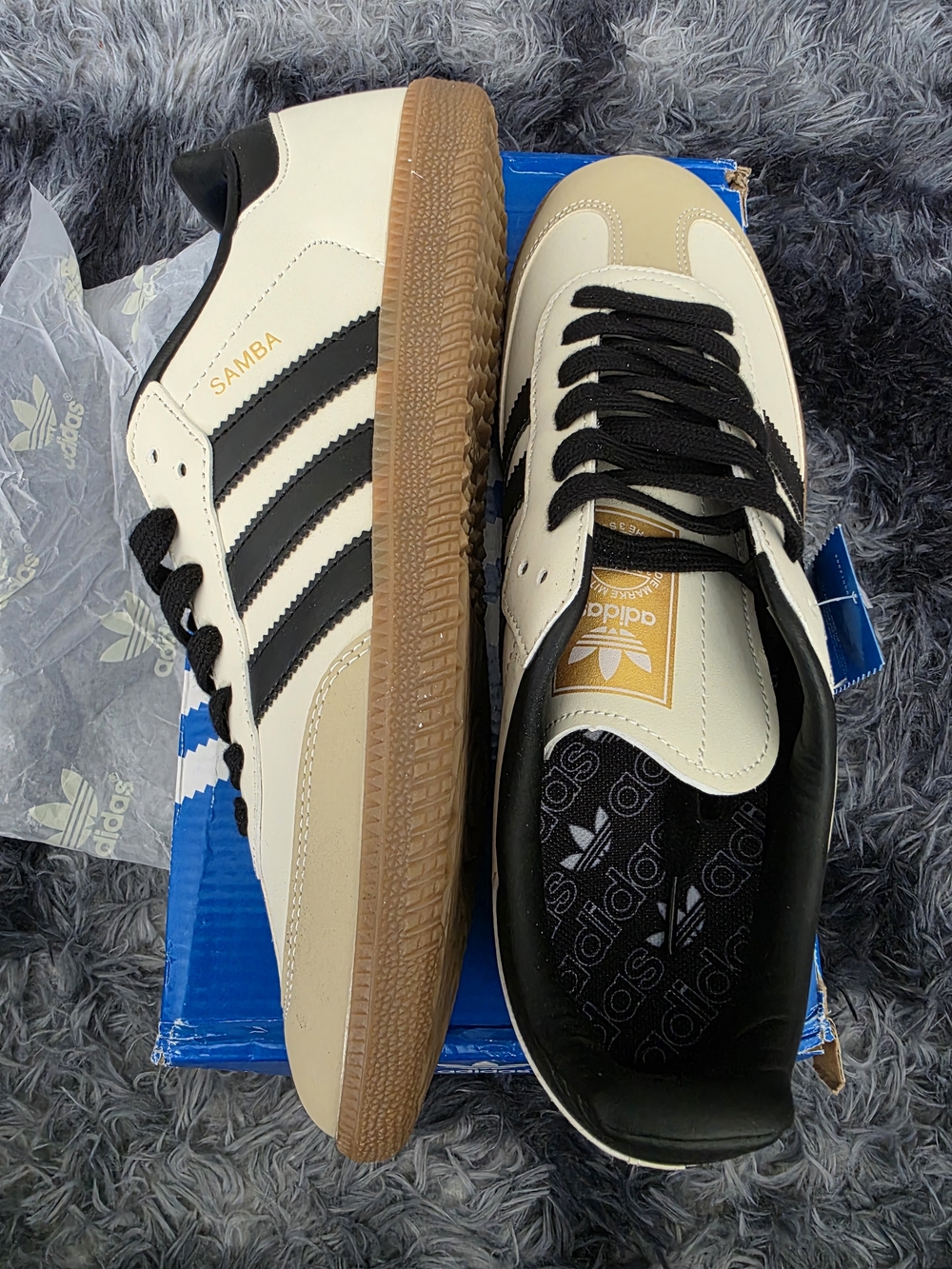 Adidas Samba Vegan Shoes Cream Black Men's Size 9.0 NWOT - Picture 6 of 10